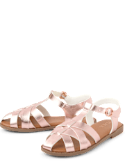Girls Metallic Fisherman Sandals