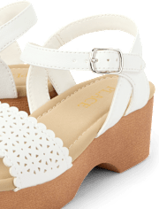 Girls Perforated Platform Clog Sandals