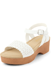 Girls Perforated Platform Clog Sandals