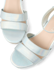 Girls Metallic Block Heels