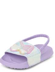 Toddler Girls Holographic Bow Slides