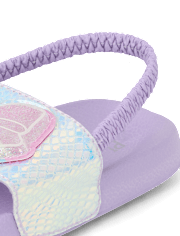 Toddler Girls Holographic Bow Slides