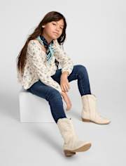 Bottes de cowgirl brodées à fleurs pour filles