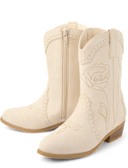 Girls Embroidered Floral Cowgirl Boots
