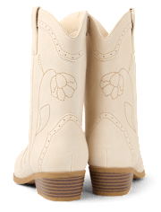 Girls Embroidered Floral Cowgirl Boots