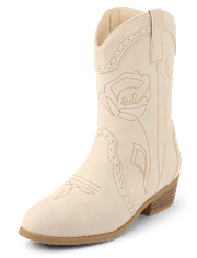 Girls Embroidered Floral Cowgirl Boots