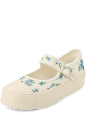Girls Floral Mary Jane Sneakers