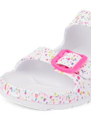 Girls Paint Splatter Buckle Slides