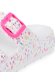 Girls Paint Splatter Buckle Slides