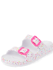 Girls Paint Splatter Buckle Slides