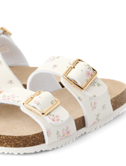 Girls Floral Buckle Slides