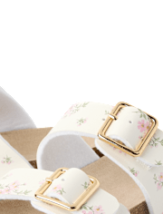 Girls Floral Buckle Slides