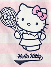 Girls Hello KittyÂ® Striped Puff Print Tennis Ringer Baby Tee