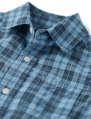 Boys Plaid Poplin Button Up Shirt