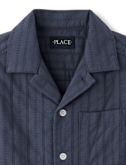 Boys Plaid Textured Button Up Shirt