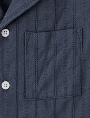 Boys Plaid Textured Button Up Shirt