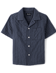 Boys Plaid Textured Button Up Shirt