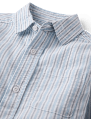 Boys Striped Oxford Button Up Shirt