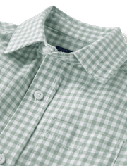Boys Dad And Me Gingham Poplin Button Up Shirt