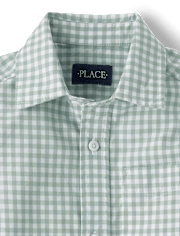 Boys Dad And Me Gingham Poplin Button Up Shirt