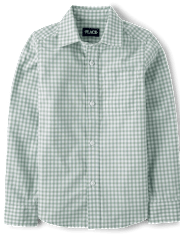 Boys Dad And Me Gingham Poplin Button Up Shirt