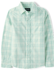 Boys Plaid Poplin Button Up Shirt