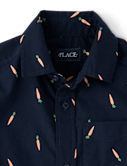 Chemise boutonnée en popeline à carreaux pour garçon