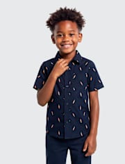 Boys Carrot Poplin Button Up Shirt