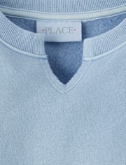 Girls Garment Dyed Crochet Lace Premium Fleece Sweatshirt