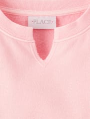 Girls Garment Dyed Crochet Lace Premium Fleece Sweatshirt