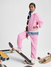 Girls Contrast Mesh Lined Parachute Pants