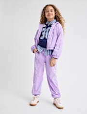 Girls Contrast Mesh Lined Parachute Pants