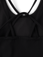 Girls Quick Dry Cross Back Ribbed Tank Top