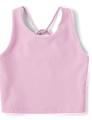 Girls Quick Dry Cross Back Ribbed Tank Top