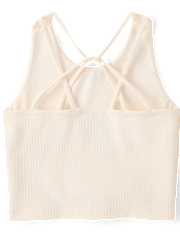 Girls Quick Dry Cross Back Ribbed Tank Top