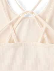 Girls Quick Dry Cross Back Ribbed Tank Top