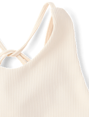 Girls Quick Dry Cross Back Ribbed Tank Top