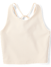 Girls Quick Dry Cross Back Ribbed Tank Top