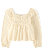 Girls Embroidered Eyelet Peplum Top