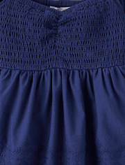 Girls Embroidered Eyelet Peplum Top