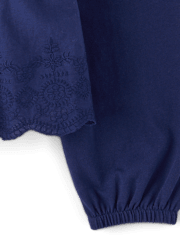 Girls Embroidered Eyelet Peplum Top