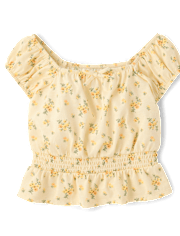 Girls Floral Smocked Top