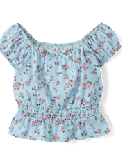 Girls Floral Smocked Top