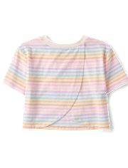 Girls Rainbow Striped Tulip Top