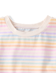 Girls Rainbow Striped Tulip Top