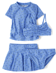 Girls Floral 4-Piece Swimsuit