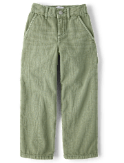 Girls Garment Dyed Utility Baggy Jeans