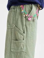 Girls Garment Dyed Utility Baggy Jeans