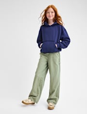 Girls Garment Dyed Utility Baggy Jeans