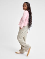 Girls Garment Dyed Utility Baggy Jeans